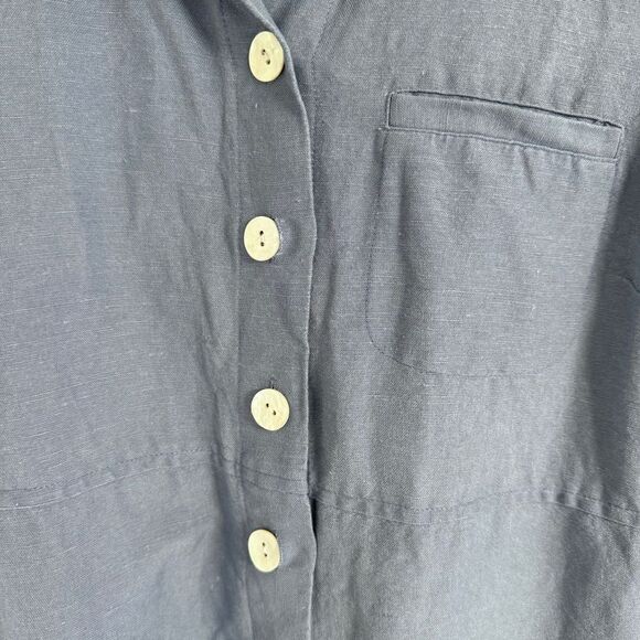Natural Instincts Button Down Long Linen Blend Blue Coastal Dress Size 8 - Picture 7 of 8